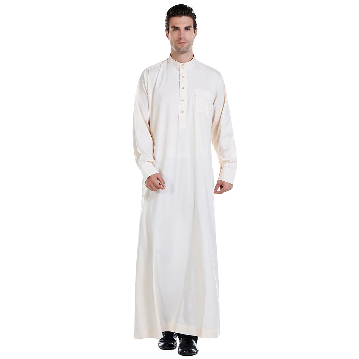 

WHOLESALE ISLAMIC MEN THOBE ARAB DESIGN DAFFAH THOBE GALABIA STANDING COLLAR THAWB CAFTAN ROBES KAFTAN GOWN FOR MEN