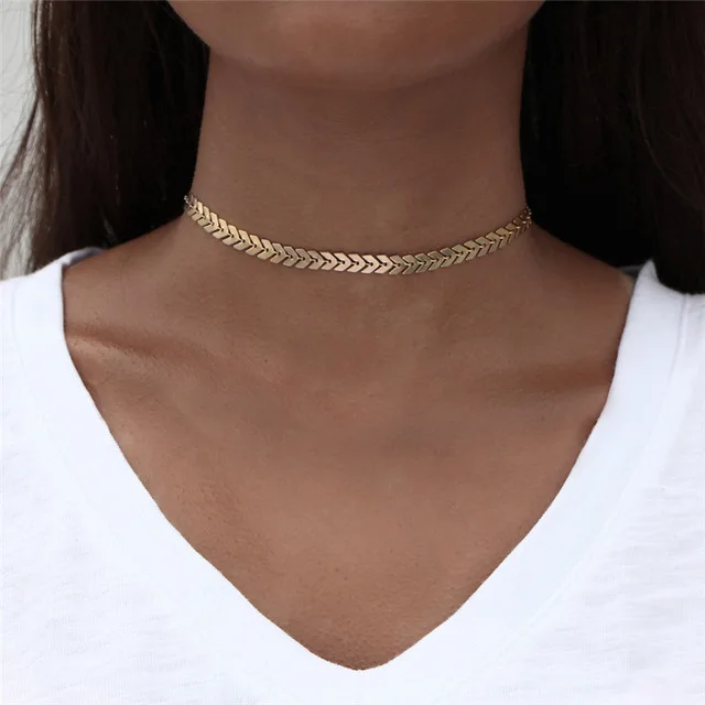 

Fashion Choker Necklace 2020 Trendy Dainty Geometric Sequin Jewelry Alloy Gold Plated Wholesale