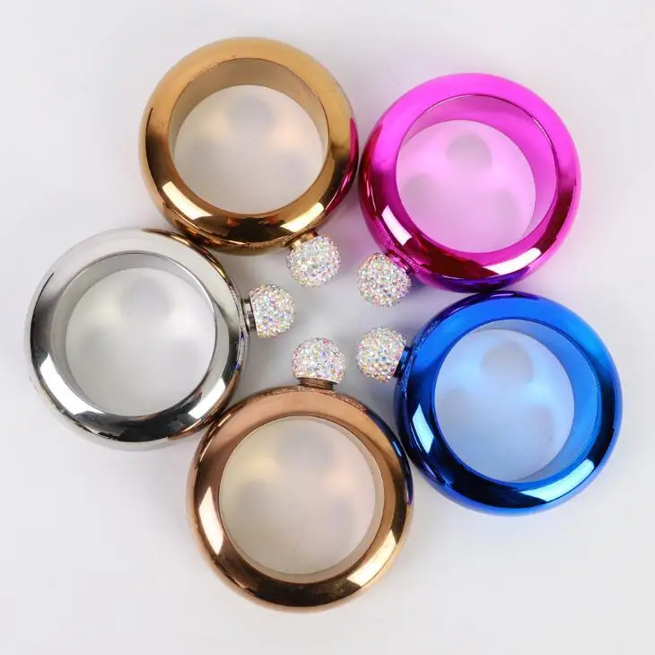 

High quality custom flask bracelet woman round stainless steel liquor 3.5oz hip flask bangle