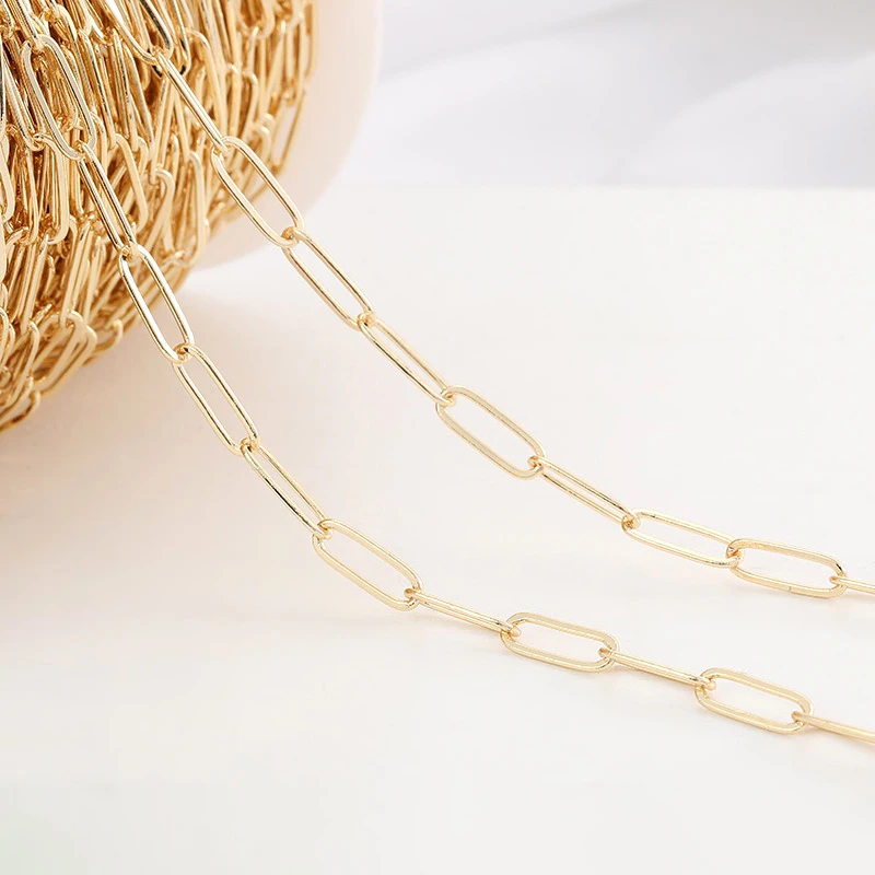 

XuQian Designer 14K Gold Plated Paperclip Chain for Diy Bracelet Necklace