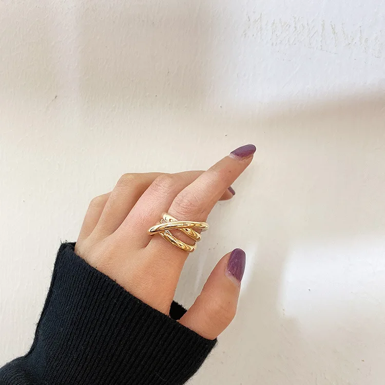 

Vershal Korean Style 18K Gold Plated Opening Adjustable Chic Minimalist Finger Ring Jewelry