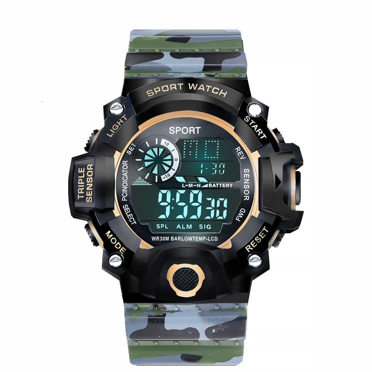 

big Gents camouflage design boys watch el backlight army sport watch for men water proof camo sport military wrist watch