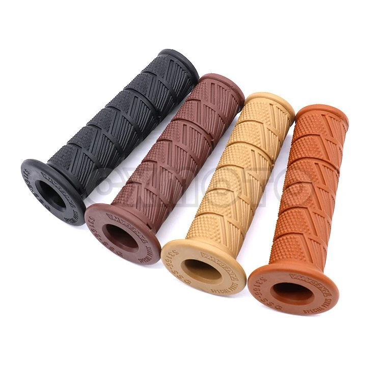 For 7/8" & 1" Standard Handlebars Universal Motorcycle Rubber Hand Grips Brown