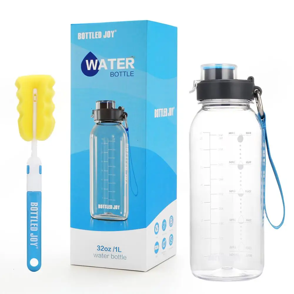 

32oz Leak-Proof 1L Tritan Drinking Bottle BPA Free Water Bottle with Motivational Time Marker Reminder, Customized color