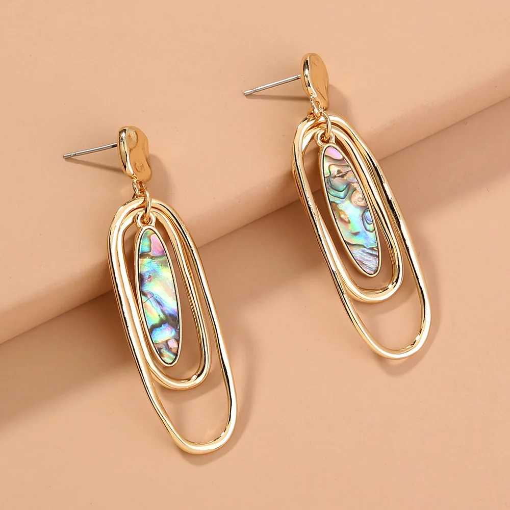 

Amazon hot sale wholesale jewelry baroque pearl vintage natural abalone shell gold earrings women, As pic