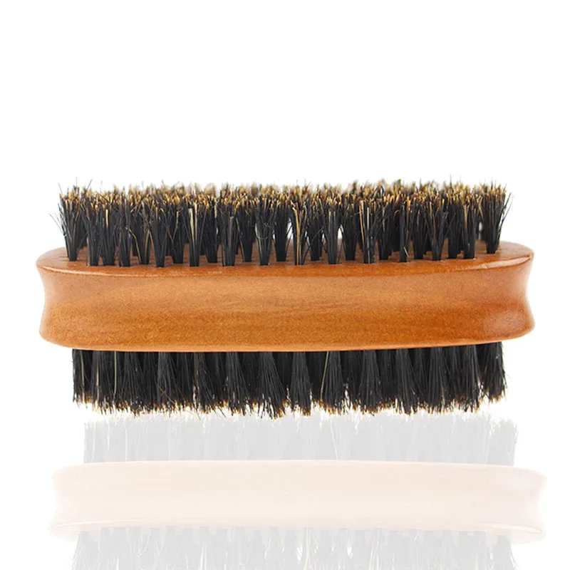 Masterlee Brand Double Side Wood Facial Hair Bristle Brush Wooden Boar Bristle hair brush Beard Bristle comb wave brushes, Customised