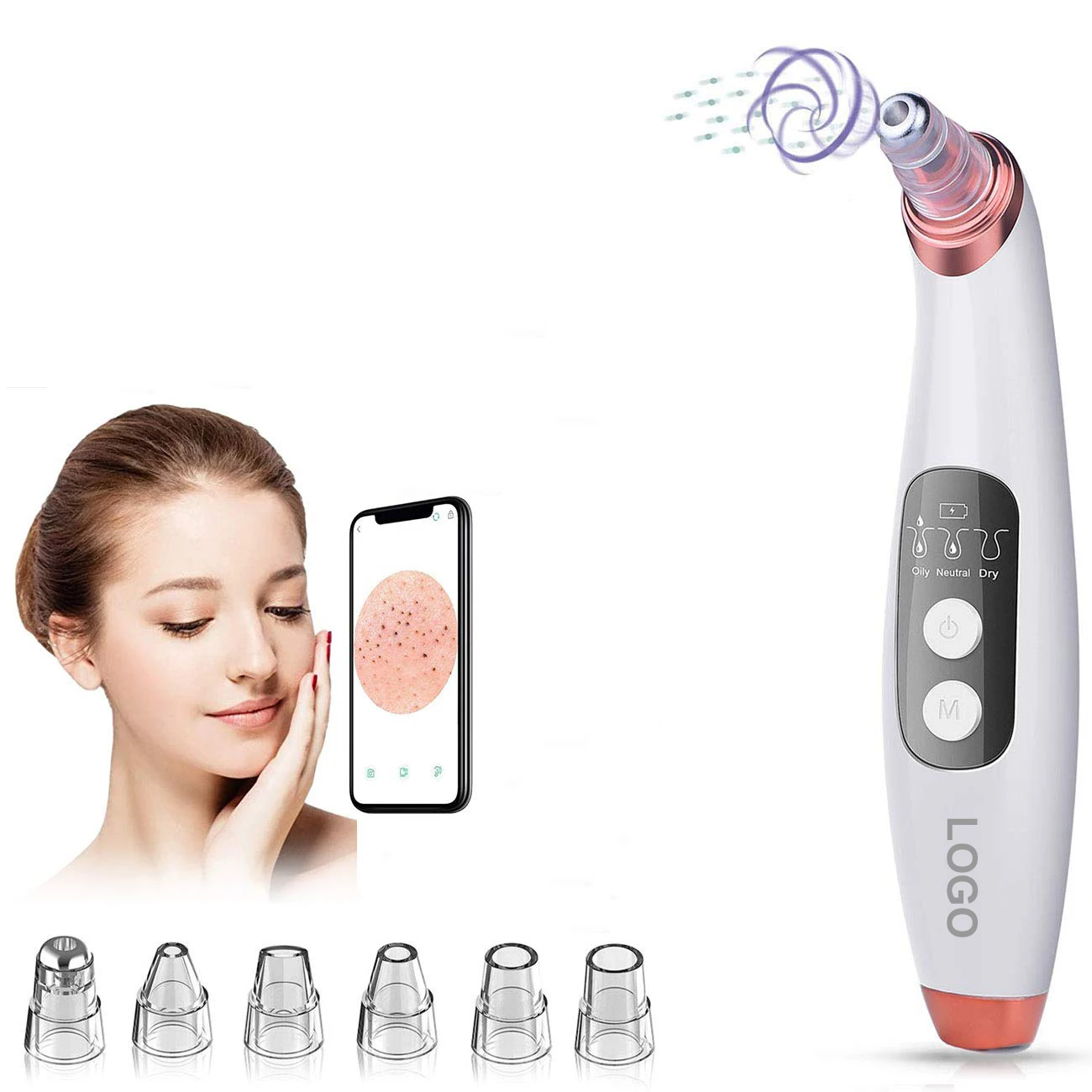 

Newest Suction Blackhead Vaccum Remover 20X Visual Blackhead Instrument Electric Acne Comedone with Camera and 5 Suction Pores