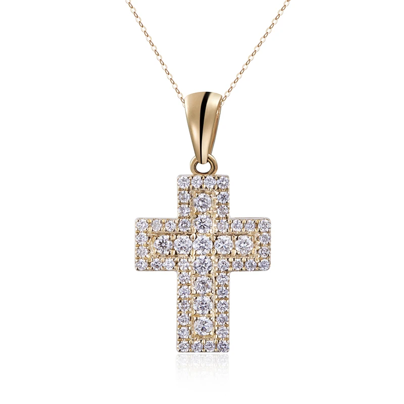 

Messi Gems Hip-hop 10K Gold Cross Lab Grown diamond pendant necklace