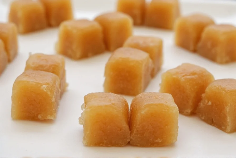 Frische Ingwerwurzel, Zucker und Zitrone für die Zubereitung von Ingwerbonbons arrangiert