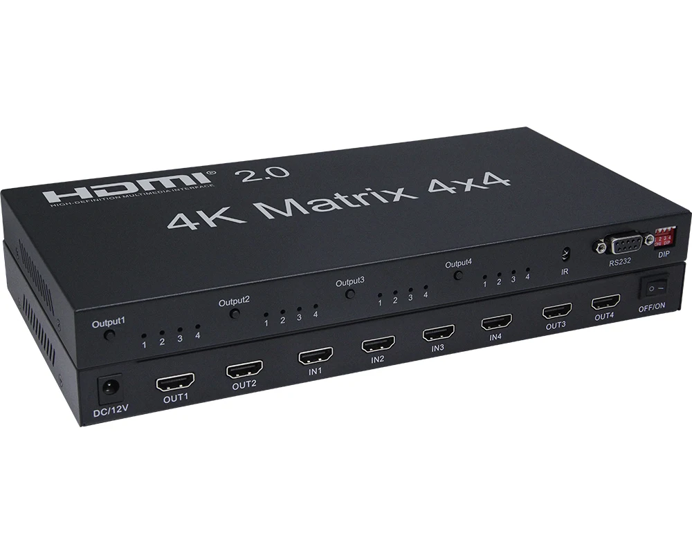 

2.0V 4Kx2K HDMI Matrix 4x4(Support 4K*2K,3D,RS232) 4K@60hz, Black