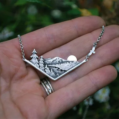 

2021 NEW Products Daheshan sunset nature silver plated necklace women's Fashion Pendant Necklace