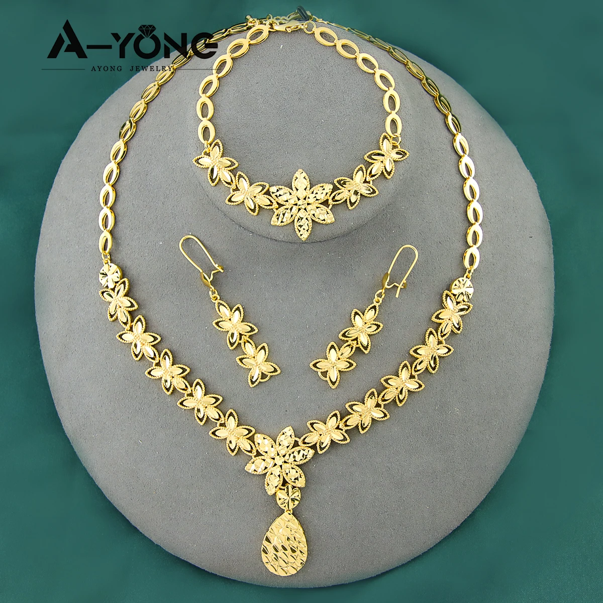 

In Stock Ayong Jewelry Clover Jewelry Sets 18k Gold Plated Women's Four Leaf Clover Jewelry