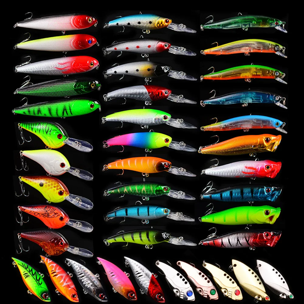 

Wholesale Hard Bait Plastic 40pcs Lure Bait Set 515g Sinking Isca Artificial Fishing Bait Plastic Long Cast Lures Fishing, Mixed colors