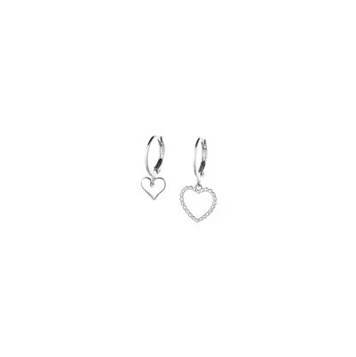 

MYSO New Ins Fashion Heart Earrings Gorgeous Earrings For Women Silver Asymmetric Hollow Heart Earrings