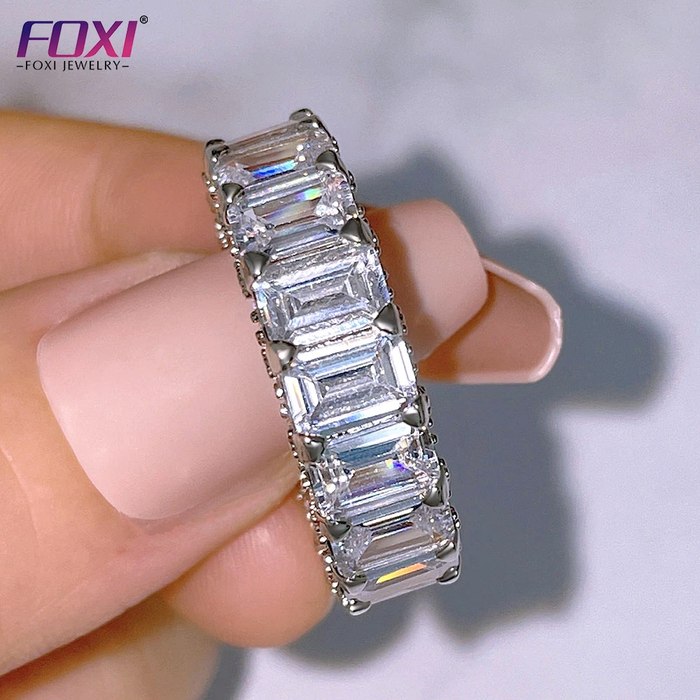 

FOXI JEWELRY fashion silver plated bling bling baguette diamond ring for women wedding jewelry