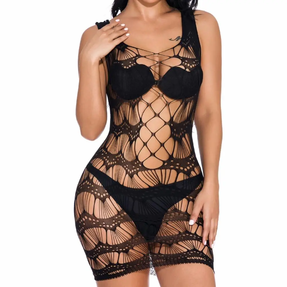 

Sexy hollow-out sexy net dress pajamas, Black,white,red,blue,pink,orange,sky blue,yellow,fuchsia