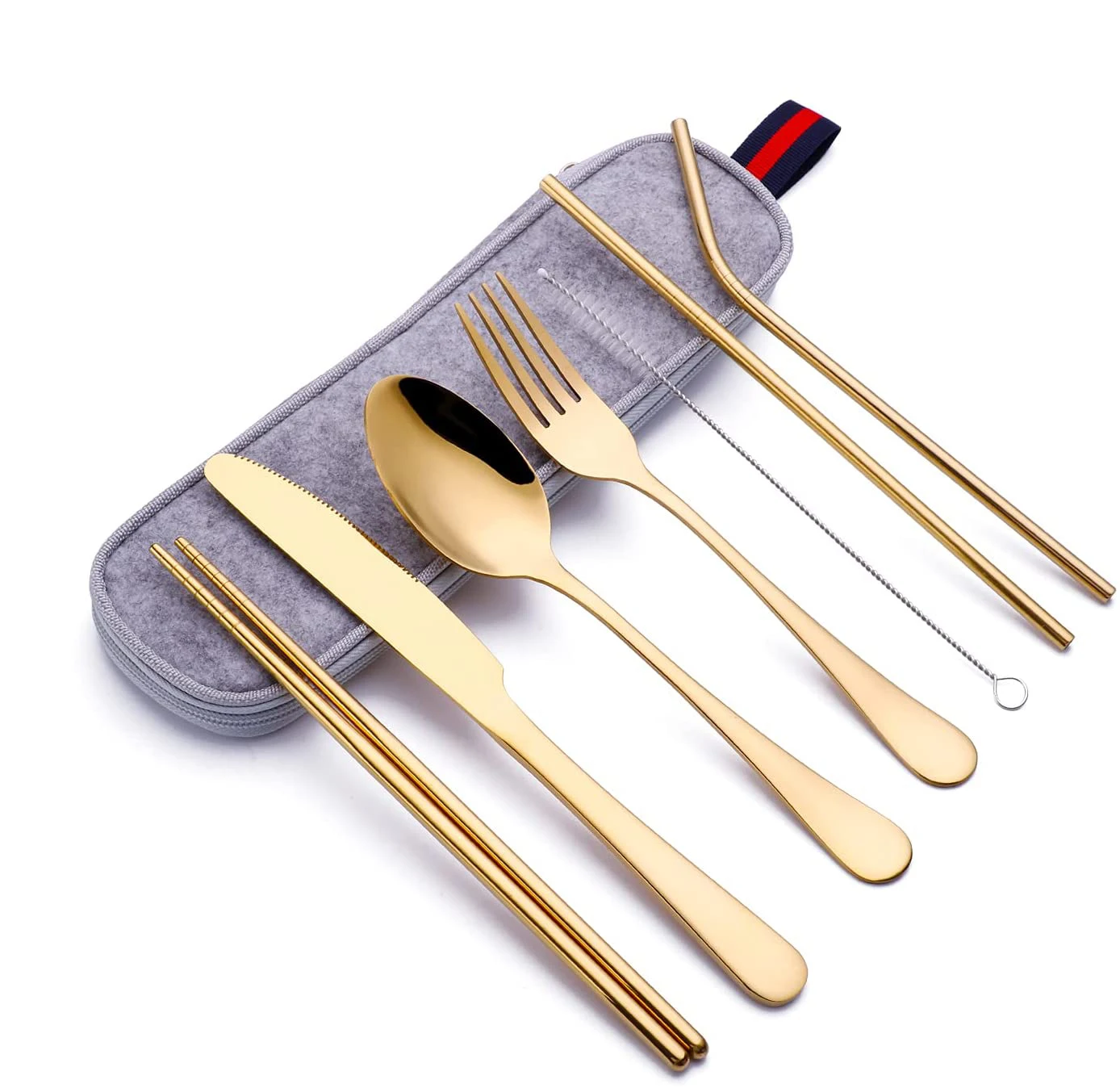 

Wholesale Picnic Camping Spoon And Fork Flatware Stainless Steel Gold Silverware Portable Travel Cutlery Set With Bag, Silver/gold/rose gold/black/colorful