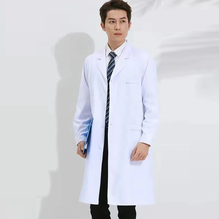 Men Doctor White Clinical Scrubs Lab Coat