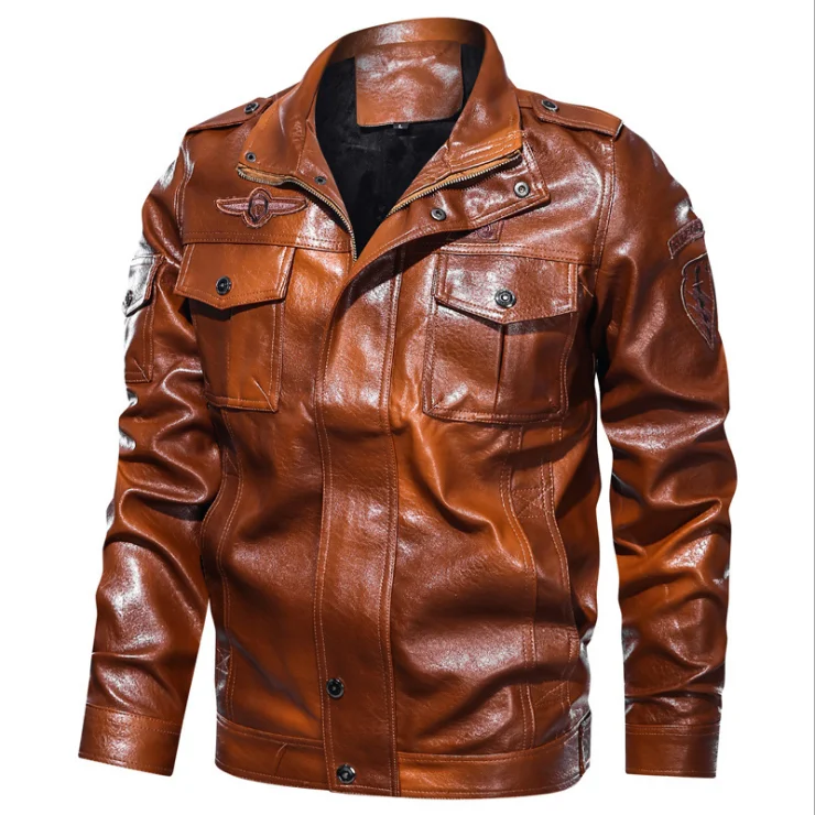 

The new PU leather casual motorcycle leather jacket for men in large size is urban fashion for men's coats