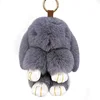 new design animal real rabbit fur keychain cute plush key chain