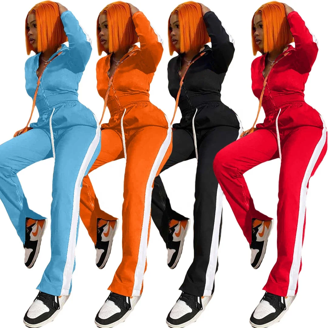 

TK6113 2020 New arrivals 2 pcs casual sets ladies activewear suit town-down collar and high waist two piece set women clothing, As picture or customized make