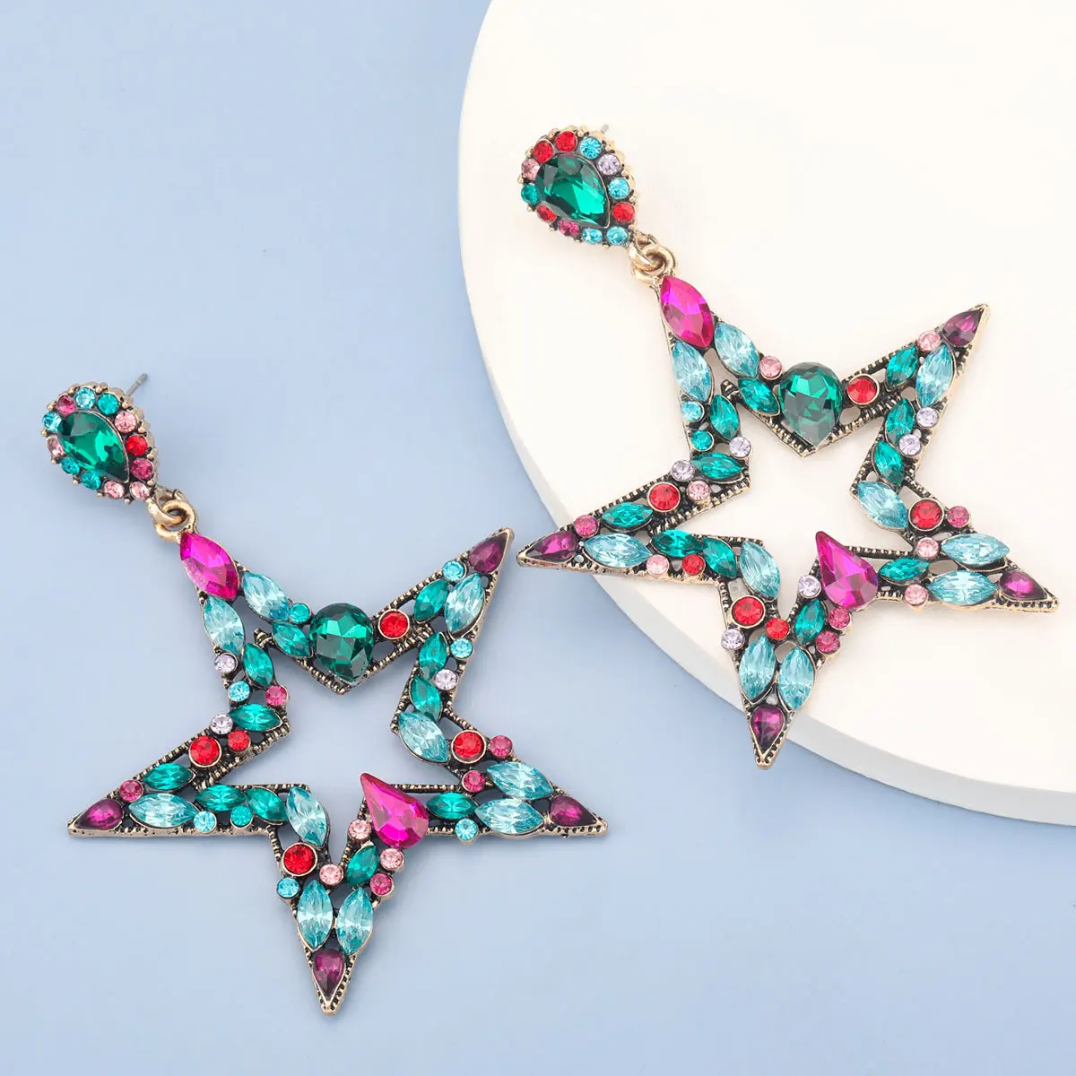 

Drop Earring Fashion Shiny Rhinestone Big Hoop Earrings for Women Round Circle Hoop Earrings Jewelry
