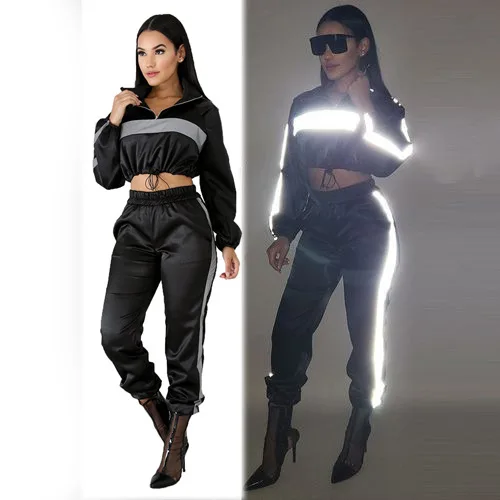 

new arrive Hot sale spliced leisure overalls women sport 2 pieces set in stock