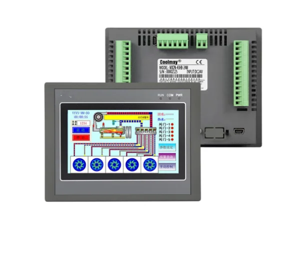 

4.3'' HMI PLC Integrated Controller 4.3Inch Touch Panel DC24V Transistor Output Digital I/O 12DI 12DO Analog 0-10V RS232 RS485