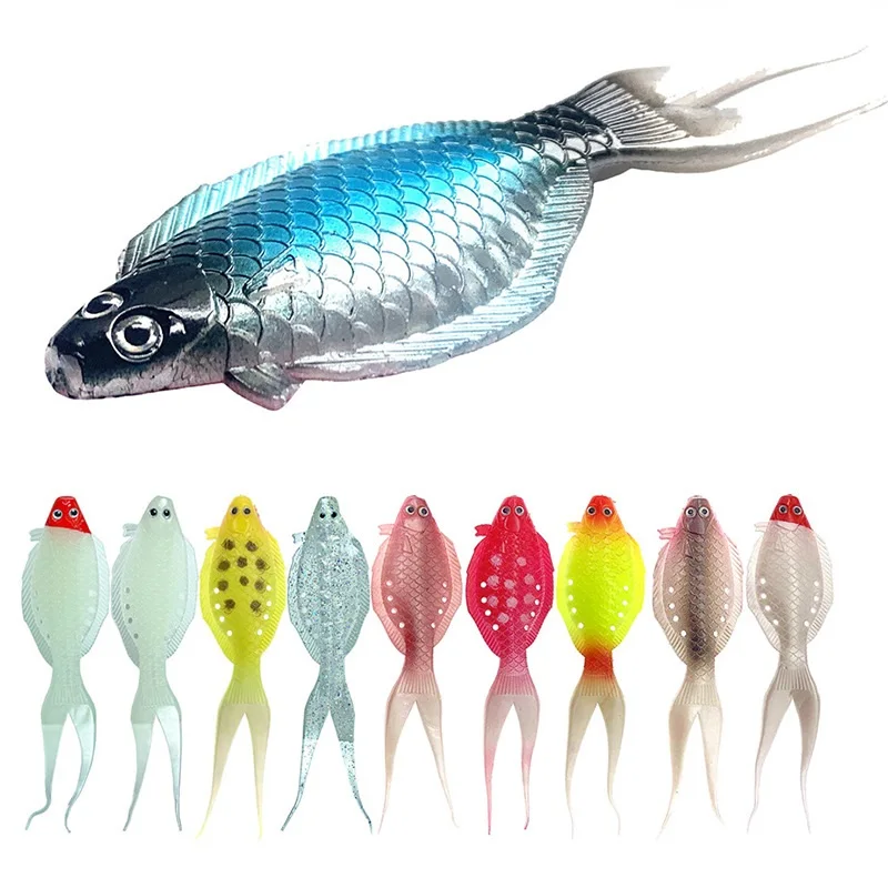 

12.82cm 7.6g Fishing Soft Lure Luminous/UV frog Jig Fishing Tuna Lures Octopus Skirts Sea Fishing Wobbler Bait Lure Leurre, 8 color