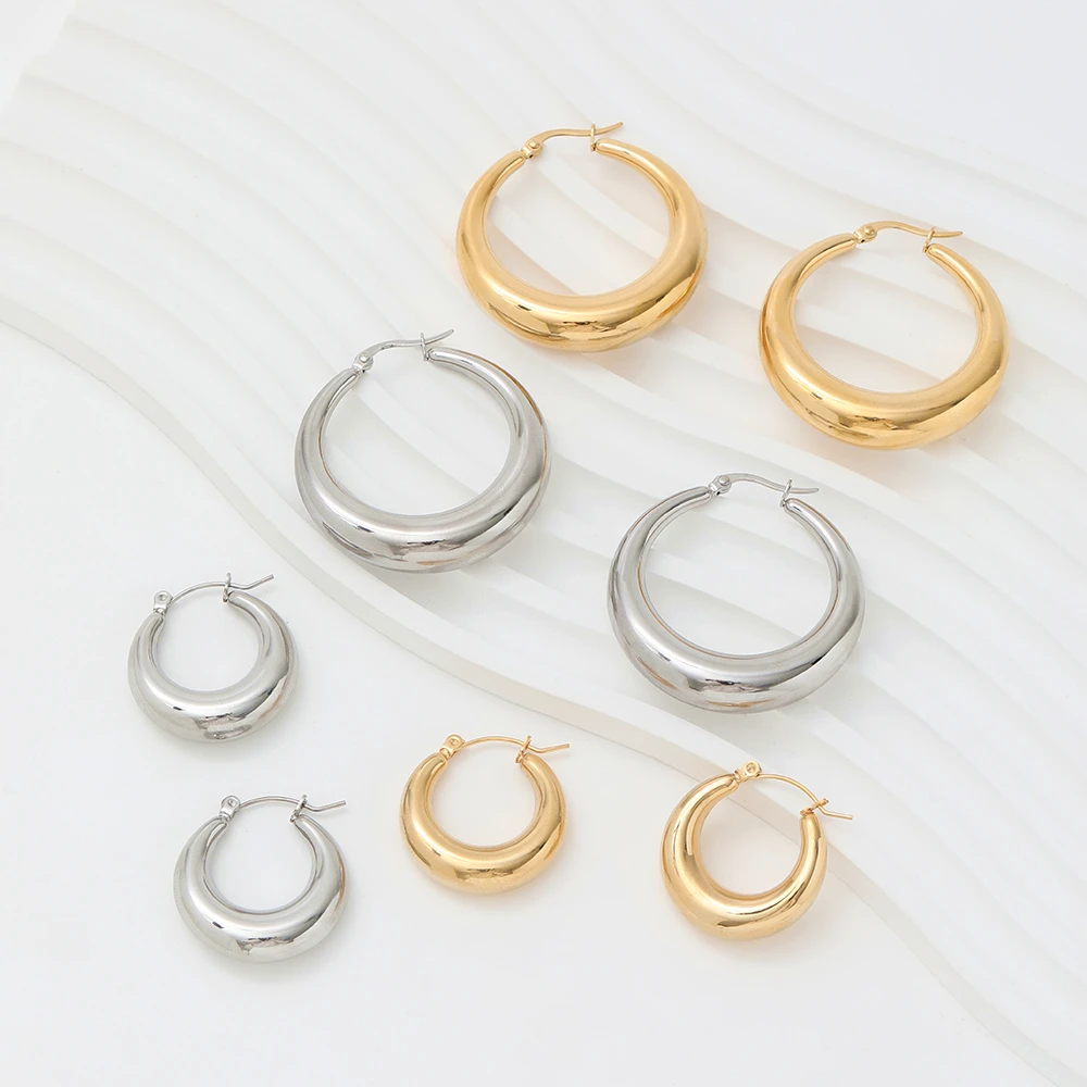 Joolim  18K PVD Gold Plated Waterdrop  Trendy Hollow Chunky High Quality  Stainless Steel Hoop Earring for Women Fashion Jewelry