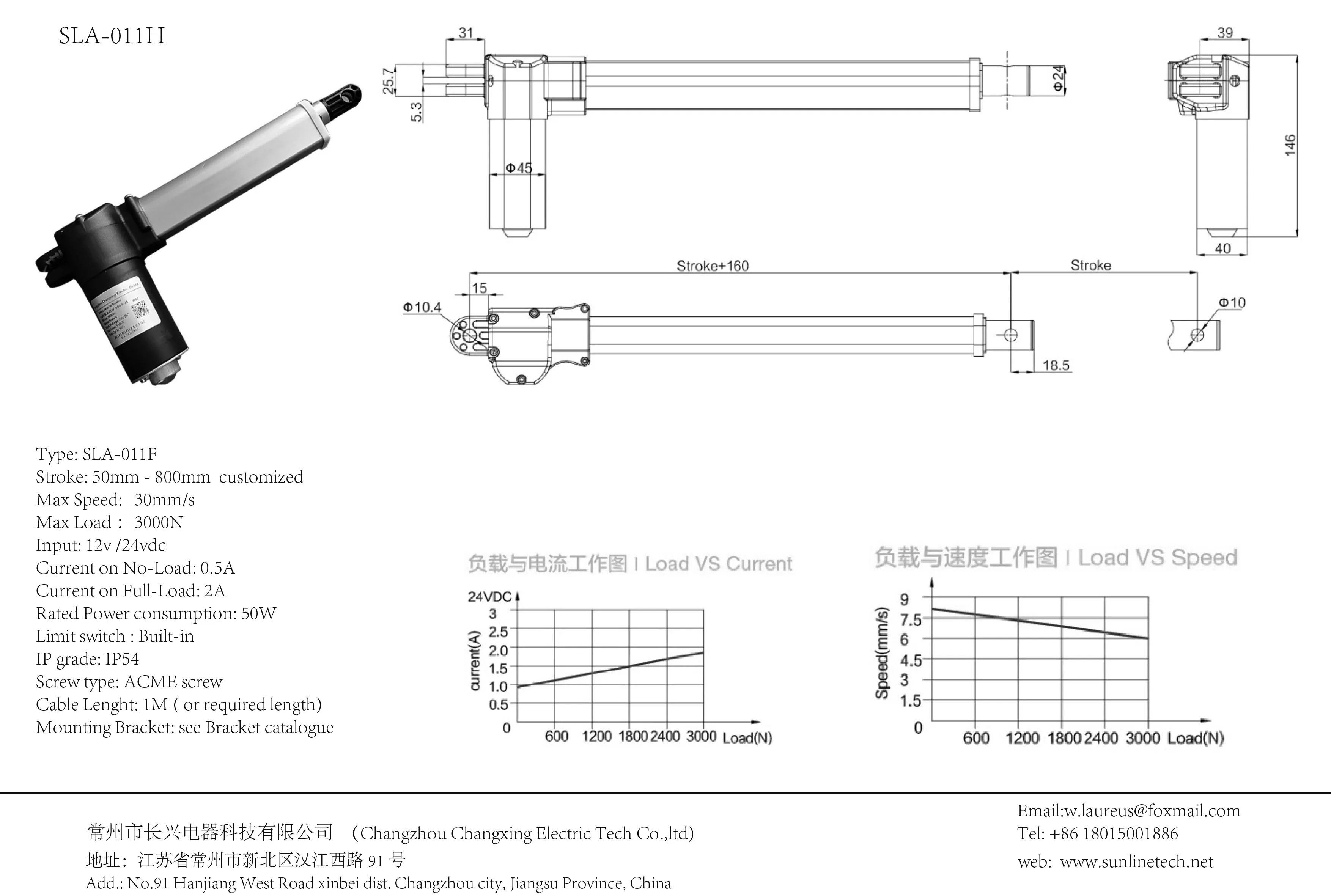 24v Electric Linear Actuator Motor 3000n For Lift Table Sla011h Buy 100mm 12vdc Motor 3000n