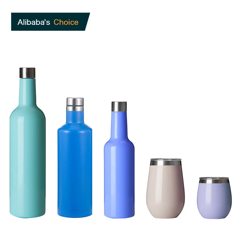 

Amazon Top Seller 500ml 750ml Double Wall Vacuum Stainless Steel Wine Bottle With Lid water bottle, Customized color