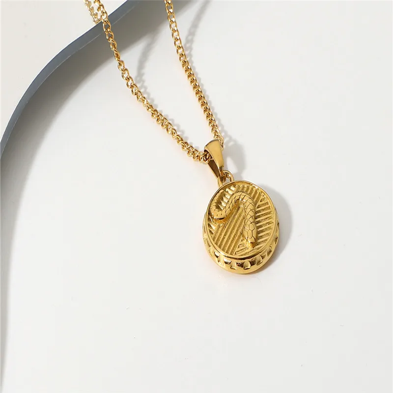 

Gattara 18K Gold Plated Stainless Steel Snake Coin Pendant Medal Necklace Women's Stackable Snake Necklace Jewelry, Gold,silver