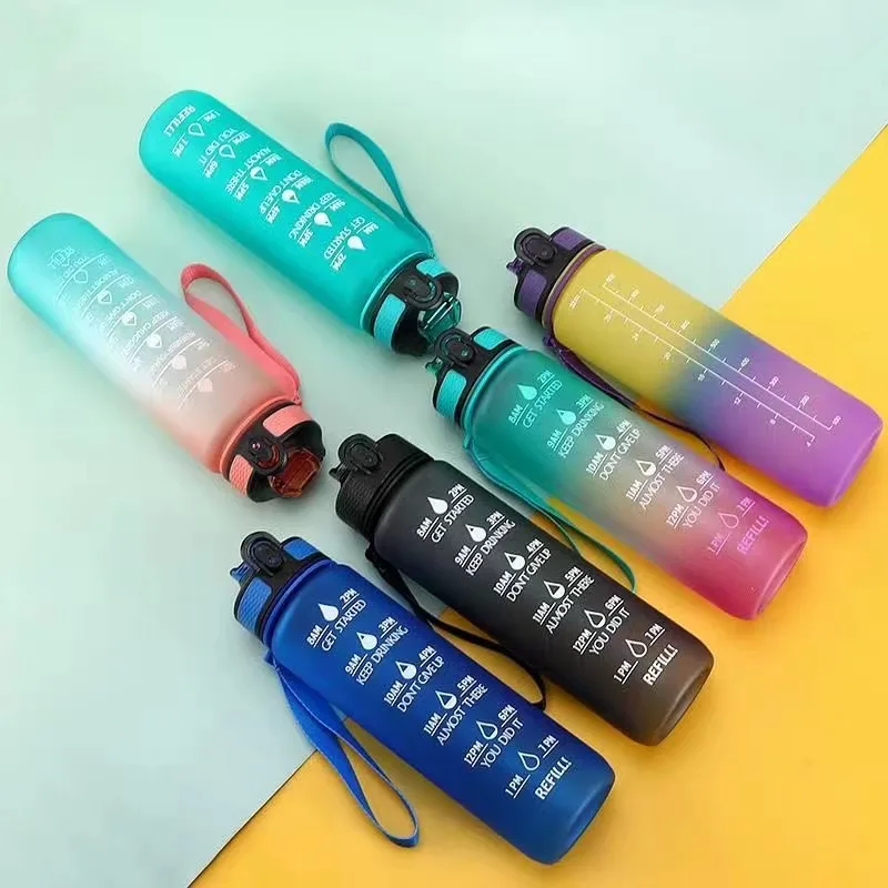 

RTS 320Z water bottle 1l with time marker straw strainer tritan bpa free for fitness gym outdoor sports, Customized color