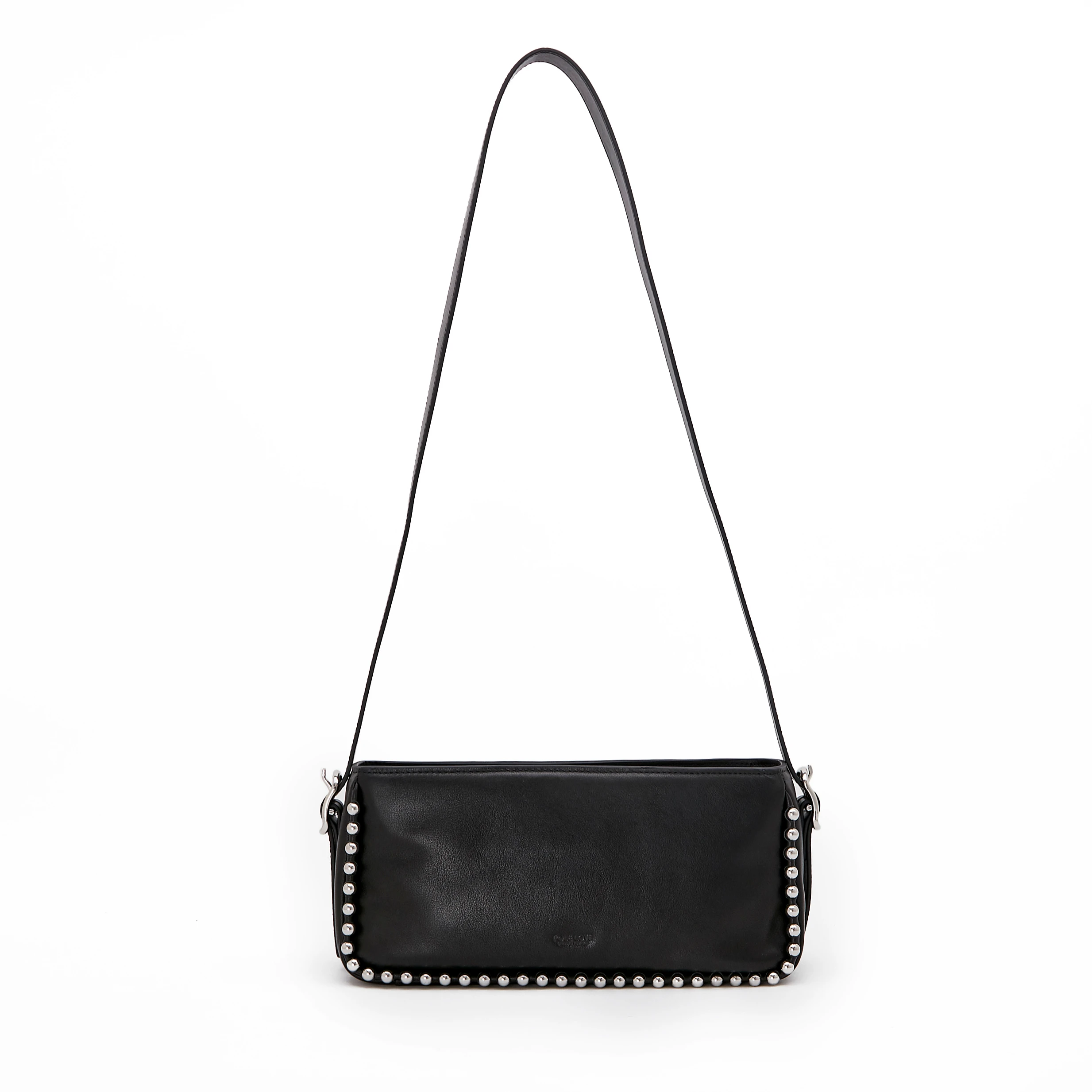

OEM 2021 fashion white steel round bead edging small square bag messenger lady bags high-quality cowhide women handbags, Black