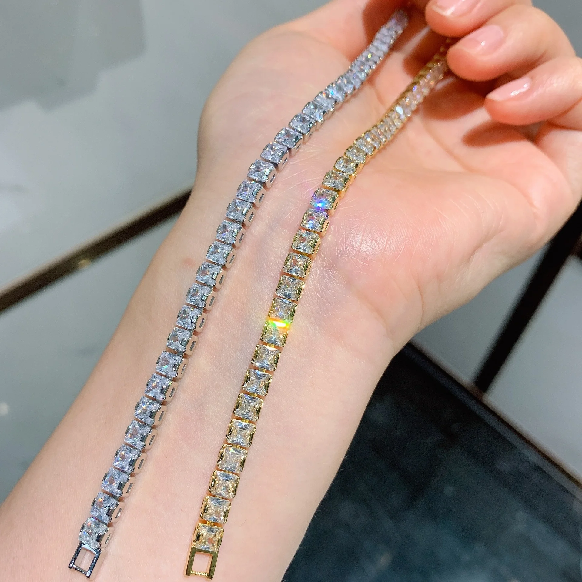 

Clear Square Cubic Zircon Tennis Bracelet for Women Wedding Luxury Jewelry