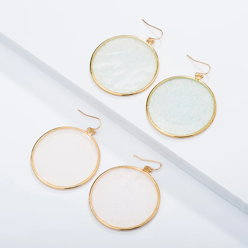 

JUHU New simple golden circular drop of oil modern girl alloy ear buckle simple earrings classic metal alloy jewelry for women, Golden sliver