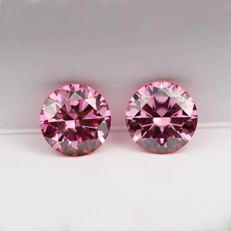 

Round pink moissanite 6.5mm diamond with GRA certificate loose gemstone vvs moissanite, Def