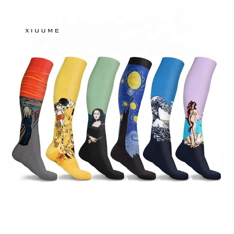 

Manufacture wholesale World-famous painting Vincent Van Gogh Starry sky novelty art compression socks