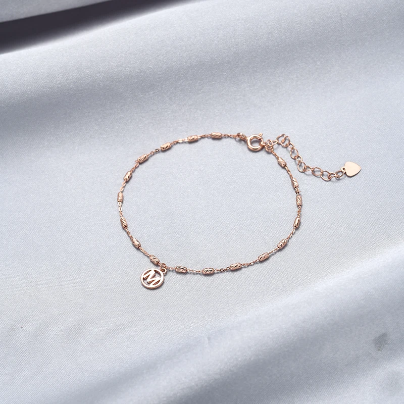 

selling personalized charm new style 925 sterling silver rice chain M brand rose gold letter bracelet