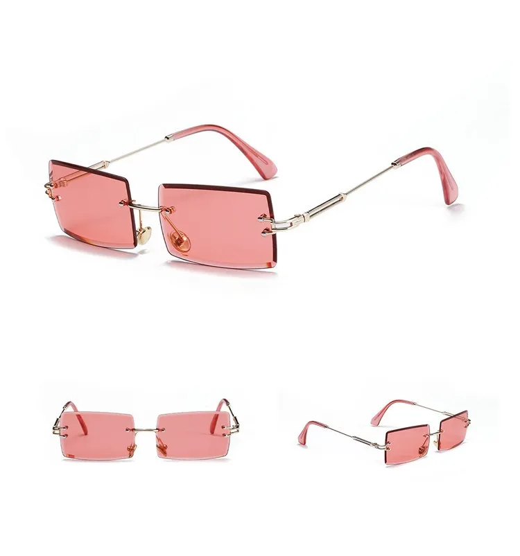 

Hot unisex new brand designs outdoor trending shade sunglasses fashion small square sun shades trendy rimless sunglasses women, Mix color or custom colors
