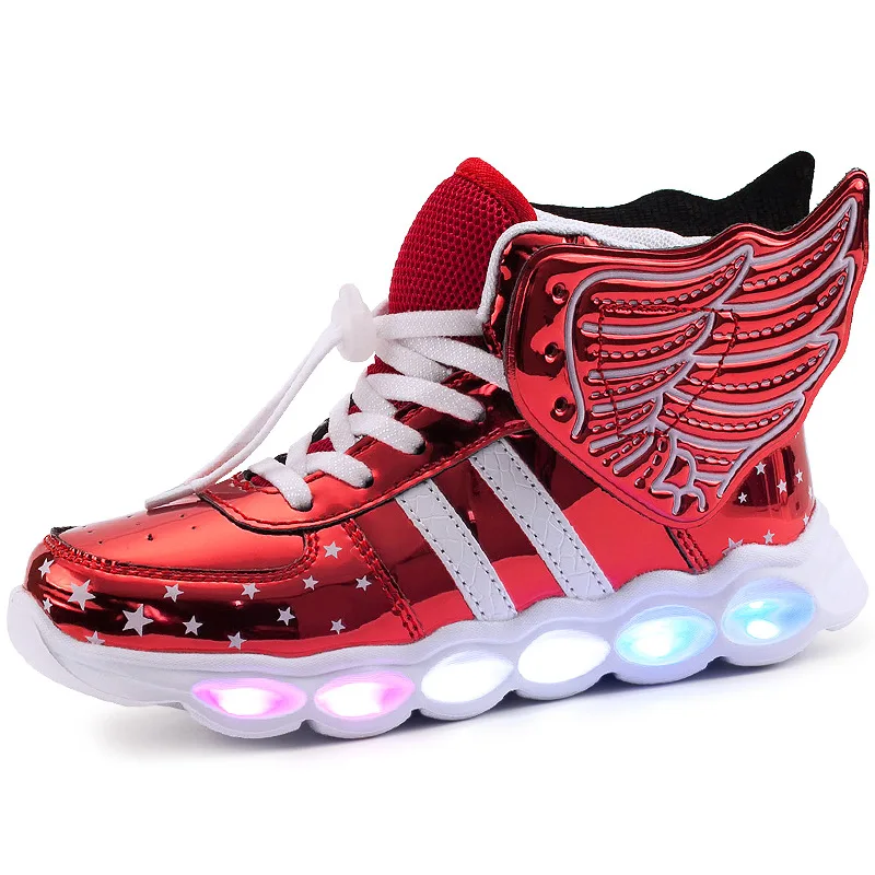 

Gold Red Shoes For Boys Girls Fashion Light Up Casual Kids Usb Charging Outdoor New Simulation Sole Glowing Children Sneaker, Gold red blue black pink