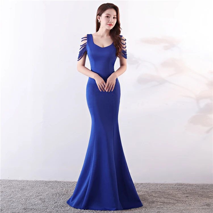 1217 # Dress Skirt Female New Sexy Fishtail Host Dress Bride Wedding Salute Dress