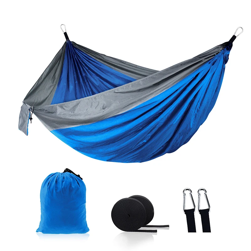 

2021 High Quality Outdoors Backpacking Survival Travel Double Parachute Camping Hammock, Multiple colors