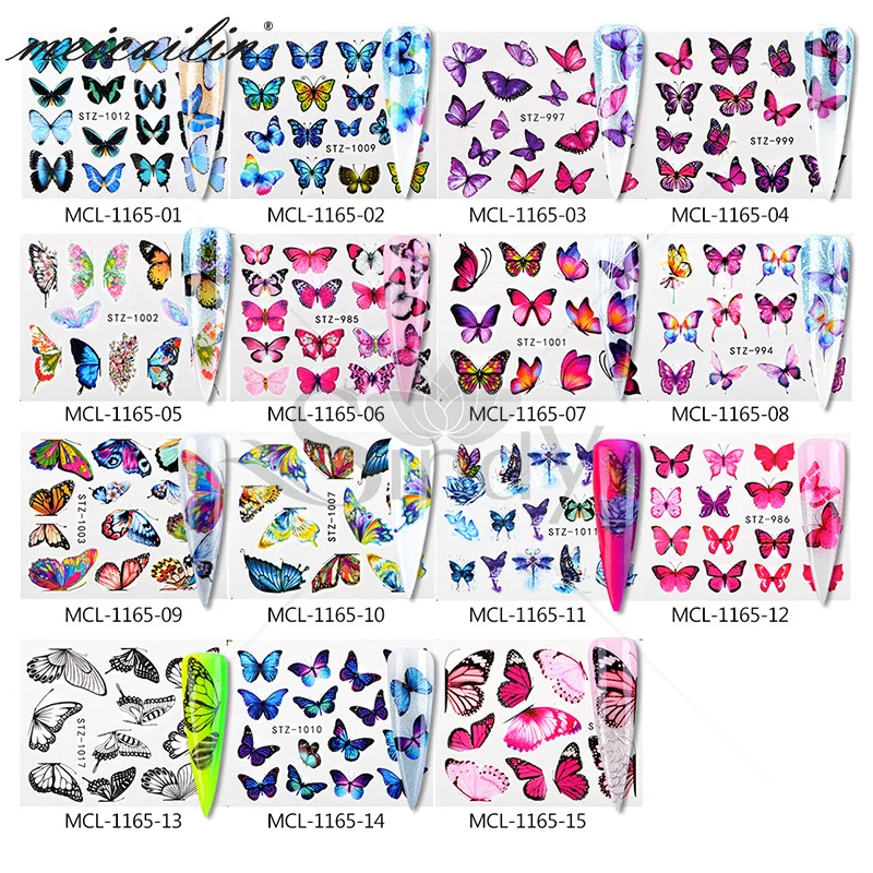 

Butterfly And Flower Pattern Nail Art Water Transfer And Stickers For Wholesale, As pictures