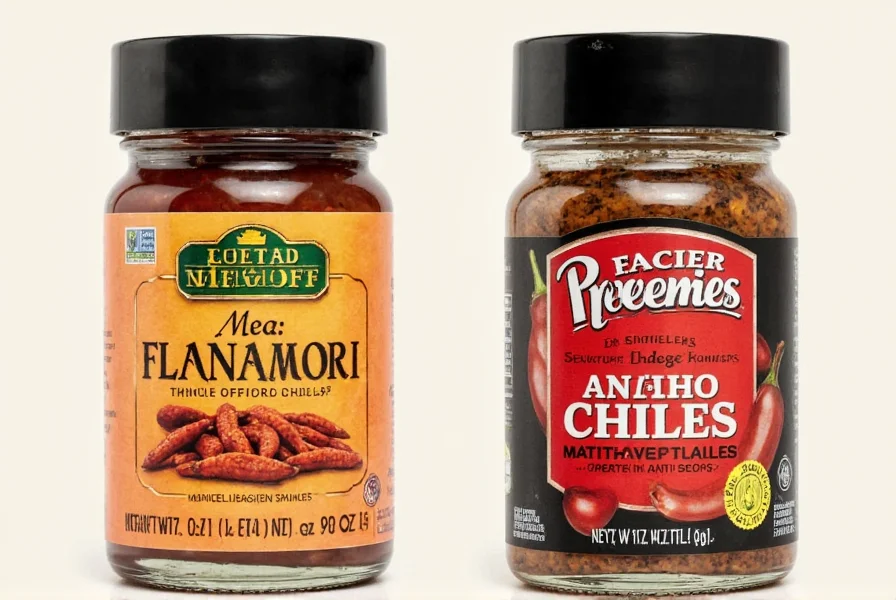 Comparison of dried chilies: Guajillo, Mulato, Pasilla, Chipotle, and Ancho