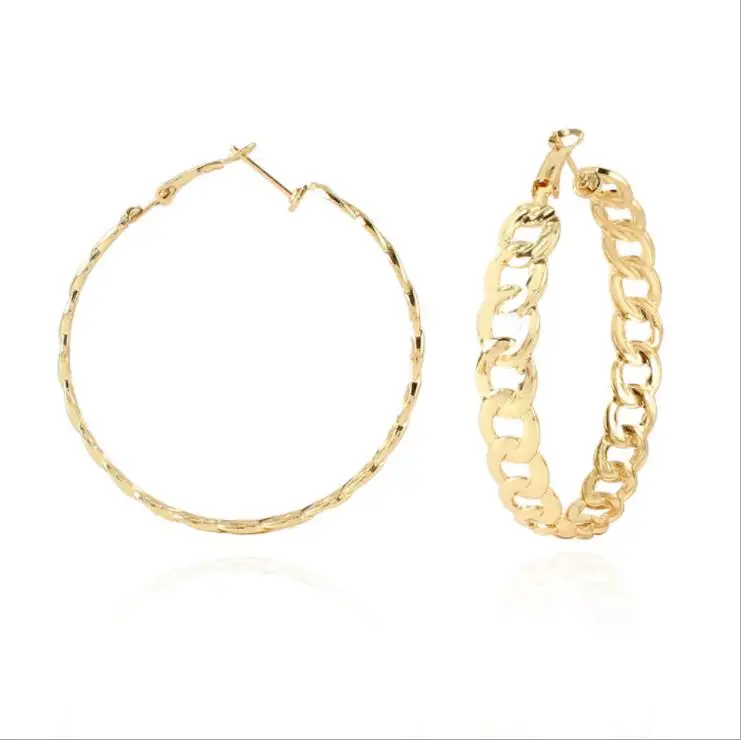 

Big Alloy Hoop Earrings for women Round Metal Fashion Jewelry wholesale