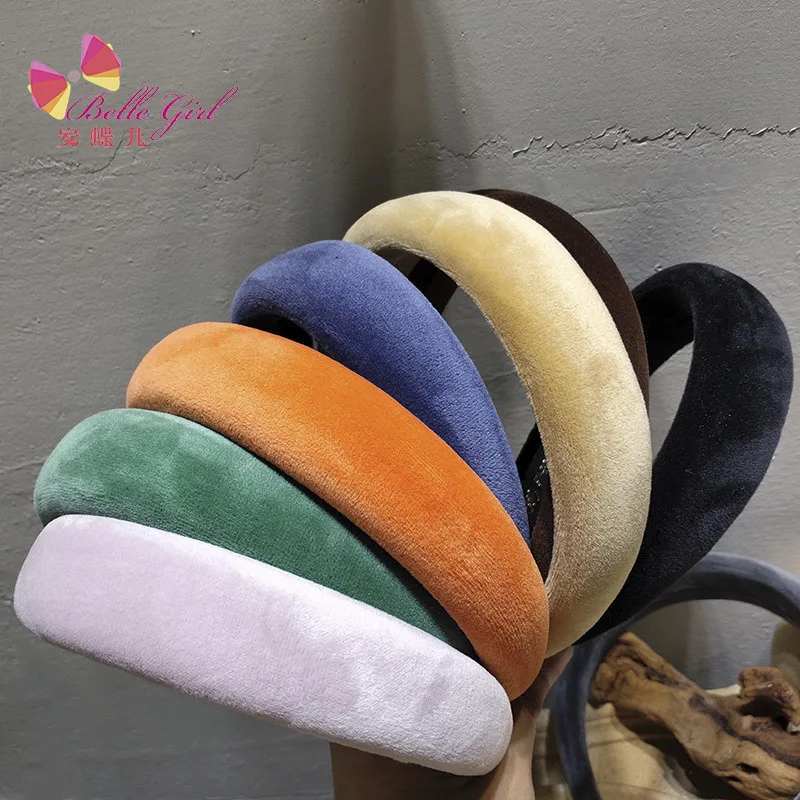 

BELLEWORLD Korean fashion velvet headband baroque sponge hair band wholesale custom winter headband