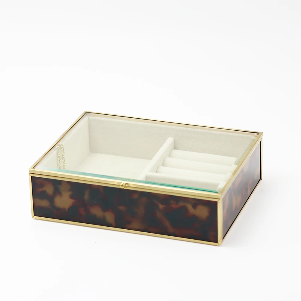 

Factory Wholesale Custom Mirrored Glass Clear Jewelry Box Treasure Box