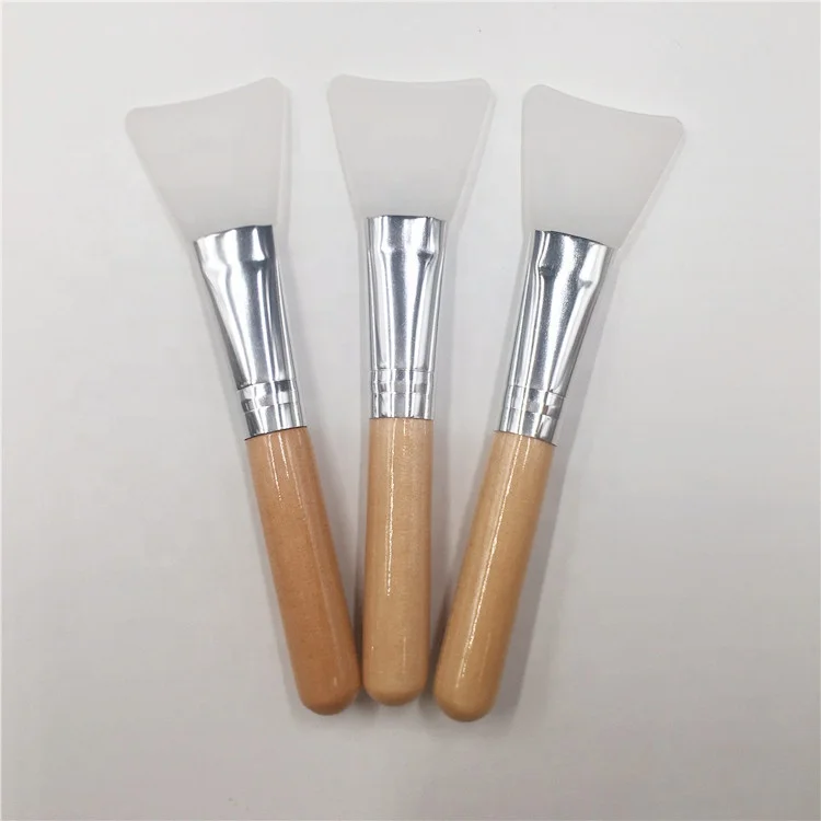 

Single Wood Handle Silicone Face Mask Brush Flat Clear Head Soft High Quality Beauty Accessories Private Label OEM ODM Low MOQ